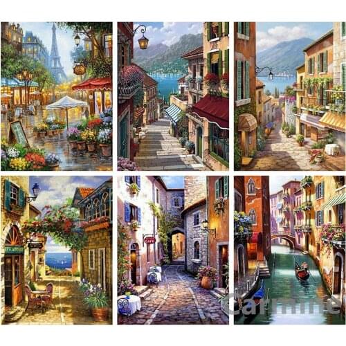 DIY 5D Diamond Painting Scenery Town Cross Stitch Embroidery Rhinestones Picture Full Round&Square Drill Home Decoration Gift