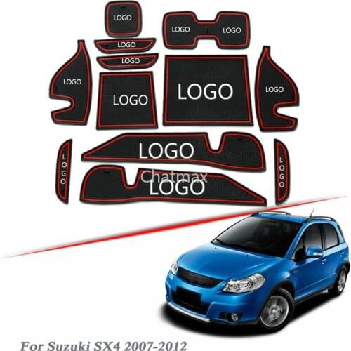 Brand LOGO Car Styling For Suzuki SX4 2007-2012 Gate slot pad Interior Door Groove Mat Non-slip dust Mat Interior Accessories