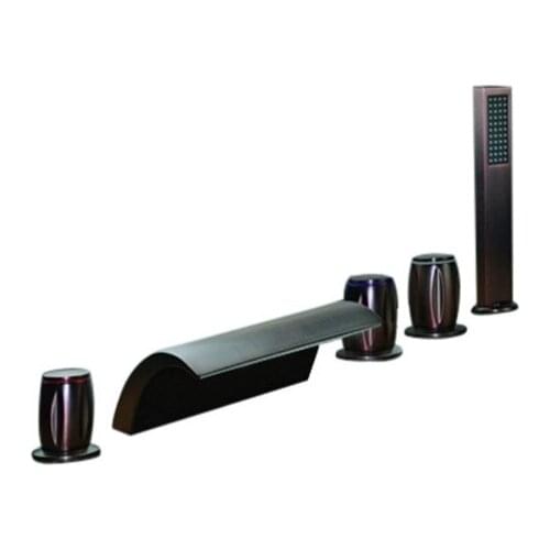 FREE SHIPPING Oil-rubbed Bronze Waterfall Widespread Bathtub Faucet with Hand Shower New