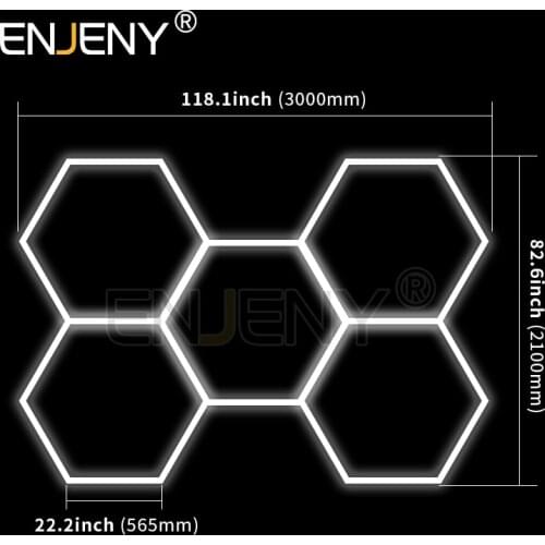 Customized Honeycomb Design hexagon Led Lights for Wash Station Garage Ceiling Car Wash Room Tunnel Washing Workshop Lamp