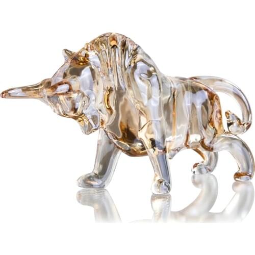 H&D 5.2in Crystal Bull Sculpture Ornament Art Glass Animal Collectible Figurines Table Decor Souvenir Statue Gift For Dad/Friend
