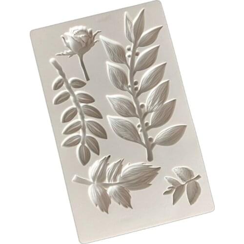 Rose Flower Leaf Vine Branch Silicone Mold Clay Fondant Mold DIY Cake Decoration Tool Candy Sugar Cookies Chocolate Mould Baking