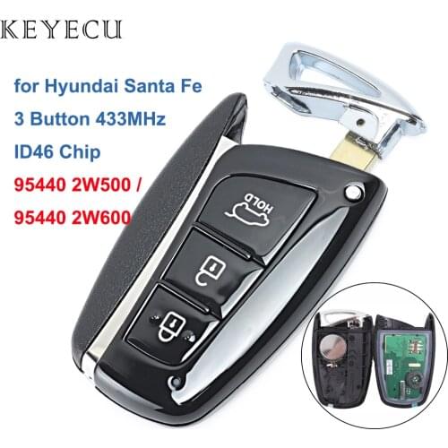 Keyecu Smart Remote Car Key Fob 3 Buttons 433MHz ID46 Chip for Hyundai Santa Fe 2012-2015 FCC ID: 95440 2W500 / 2W600