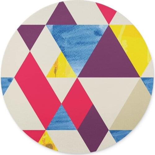 Qien BaiSei Red and Blue Geometric Triangle Mouse pad-Non-Slip Rubber Round Mousepad-Applies to Games，Home, School,Office Mouse