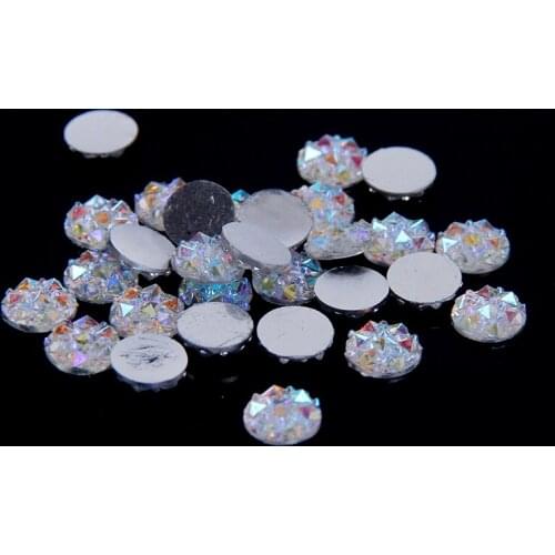 Crystal 100pcs or 40pcs AB 8mm 10mm 12mm 14mm 16mm Round Flatback Glue On Resin Rhinestones DIY Crafts Garments Decorations