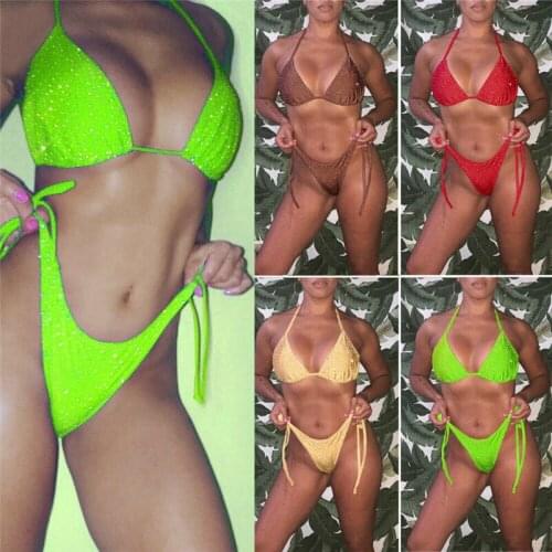 Swimsuit Bikinis 2019 Solid Bikini Push Up Womens Swimming Suit Swimwear Women Bathing Swim Suit Two Pieces