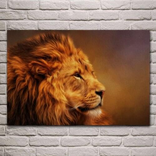Lion face predator Leo mane animal artwork living room decor home wall art decor wood frame fabric posters ME072