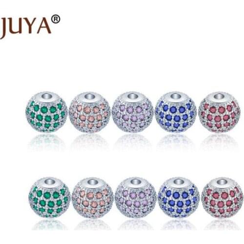 Supplies For Jewelry Colorful Zircon Czech Beads For Jewelry Making Wholesale Copper Micro Pave Crystal 8mm Beads Bijoux Perle