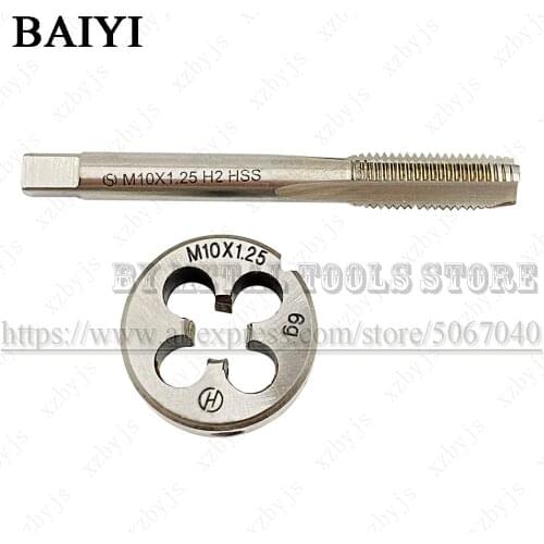 M10X1.25 M10*1.25 standard machine tap straight groove tap circular plate die hand tool set round tapping die tapping thread kit