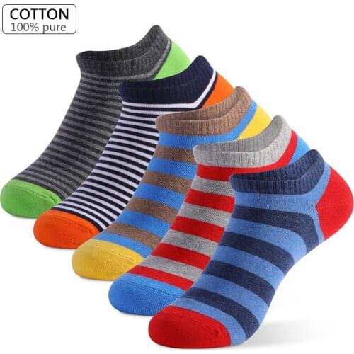 5 Pairs/ Lot Large Size Mens Socks Spring Summer Sports Breathable Fitted Striped Patchwork Ankle Socks Gifts for Men Meias