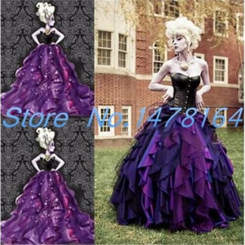New The Little Mermaid Dress Sea Witch Ursula Princess Dress Cosplay Purple Costume Custom Made Free shipping