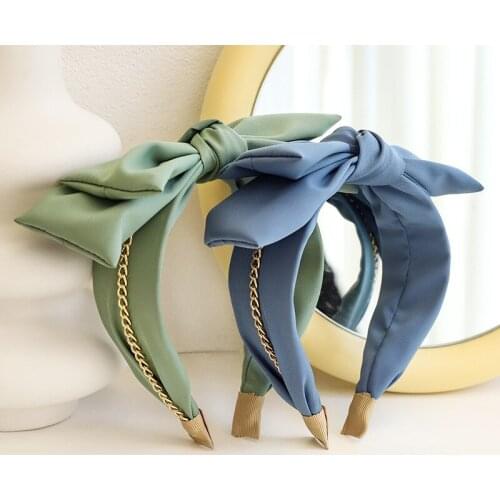 Big Bow Knotted Headband for Women Cute Double Satin Ribbon Bow Hairband for Girl Tiara Headwear Rabbit Ears Hair Accessories