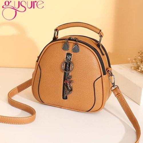 Gusure Pure Color Women Shoulder Bag Girls PU Leather Crossbody Messenger Bags Fashion Zipper Design Daily Handbags sac femme