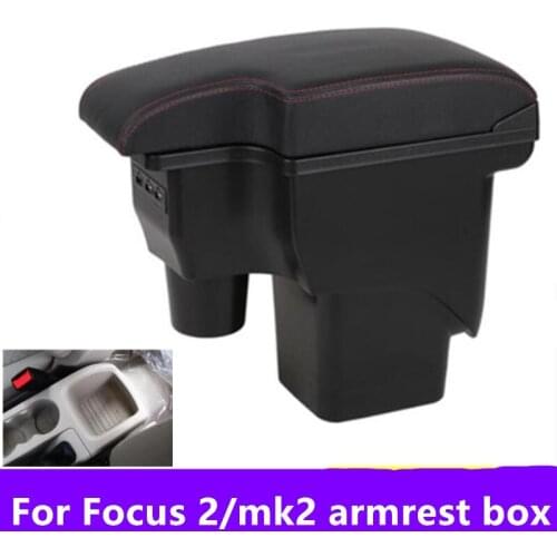 For Ford Focus 2 armrest box central Store mk2 content box products interior Armrest Storage car-styling accessories with USB