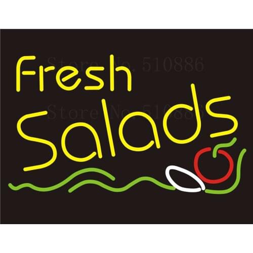 Custom NEON SIGNS board For Fresh Salads restaurant Store REAL GLASS Tube Signage BEER BAR PUB Club Shop Light Sign 17*14"