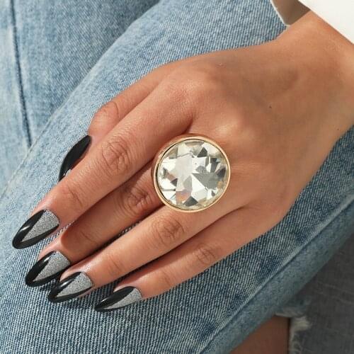 Romantic Red Clear Black Crystal Stone Rings for Women Bridal Wedding Engagement Finger Ring Adjustable Party Jewelry Gift