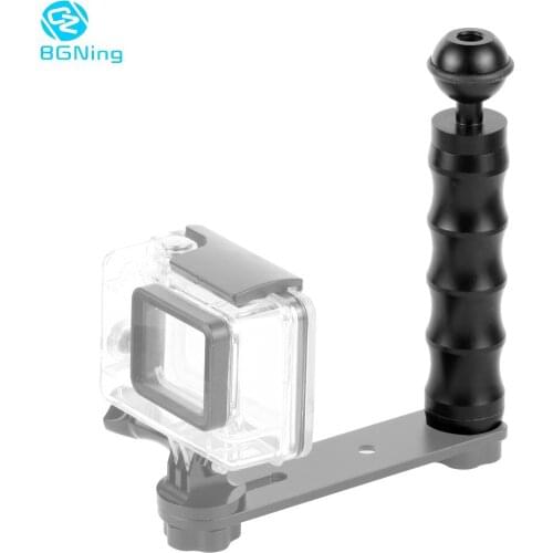 1/4" Screw Handle Grip Stabilizer Photography Holder Stand Handheld Tripod with 1" Hot Shoe Ball Seat for Gopro Action Camera