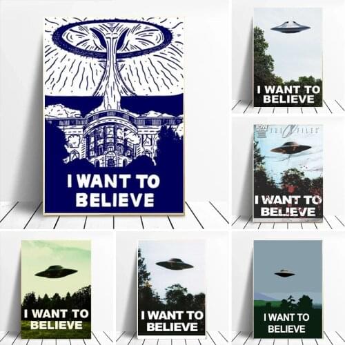 Modern Creativity Surrealism Alien UFO Appear Canvas Painting Wall Art Pictures Posters Prints for Living Room Home Decoration