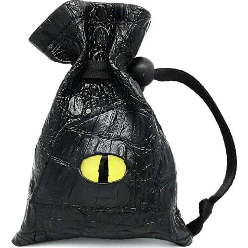 Haxtec dnd Dice Bag Drawstring Leather DND Dice Pouch Storage Bag for D&D Dices(Yellow Eye)