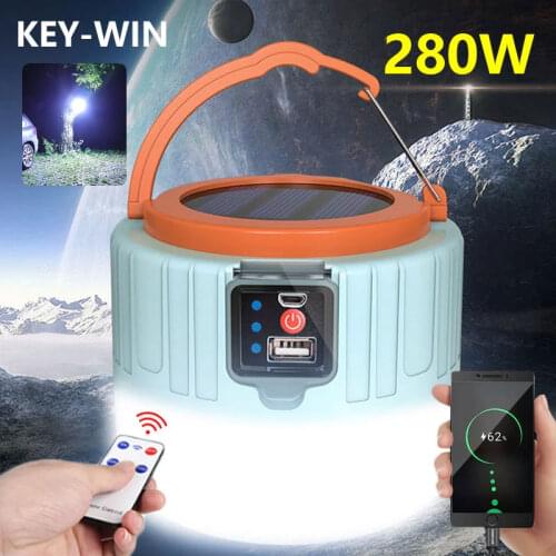 Solar Camping Tent Light LED Spotlight Portable Super Bright Emergency Night Market Light Outdoor Lights with remote control