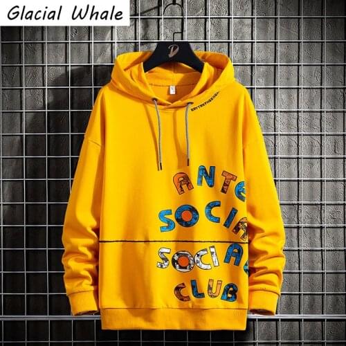 GlacialWhale Mens Hoodies Men Women Spring Sweatshirt Male Japanese Streetwear Oversized Yellow Anime Hoodie Men Sweatshirts