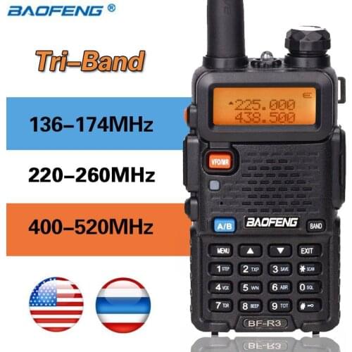 Baofeng BF-R3 Tri-Bands Walkie Talkie 136-174/220-260/400-470MHz Radio CB Portable Radio Upgrade of Baofeng UV-5RX3 UV-5R III