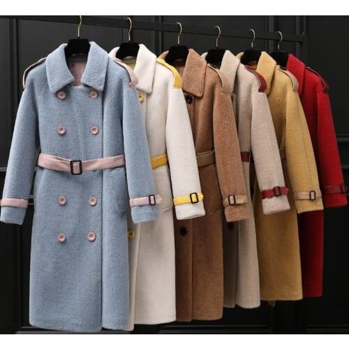 Shearling Sheep Real Fur Coat Winter Jacket Women Wool Coats and Jackets Women Clothes 2020 Korean Long Jacket MY4205 s s