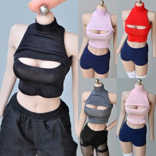 1/6 Scale Female Sexy Cut Shoulder Open Chest Tight T-shirt Clothes Model for 12" Woman Body Action Figures Accessories Toys