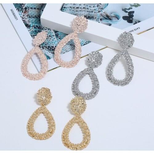 L&H Luxury Eleagnt Women Dangle Earrings Big Water Droplet Dorp Earrings Bridge Wedding Party Statement Earrings Jewelry Trend