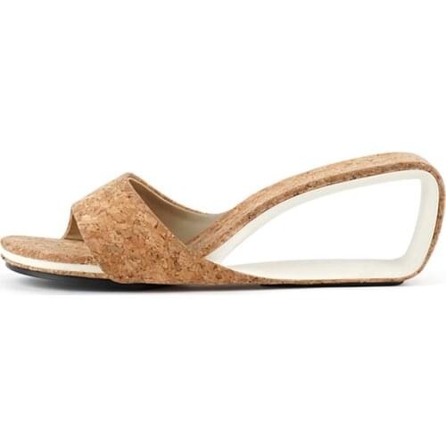 Peep toe round toe 6cm high strange heels slip on top quality concise cozy daily wear summer women slipper HL335 MUYISEXI