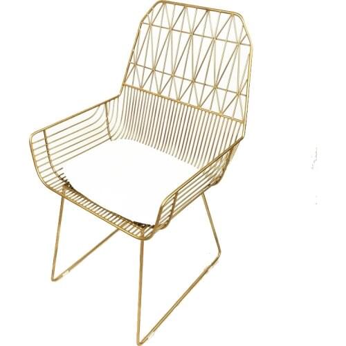 European-Style Gold Hollow Iron Chair Creative Household Iron Dining Chair Simple Casual Milk Tea Shop Cafe Chair