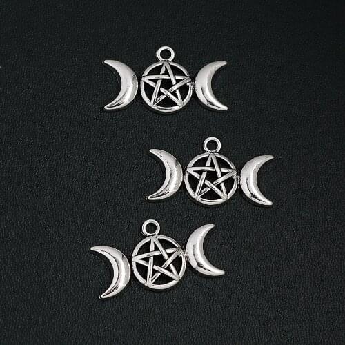 10PCS/Lots 29x17mm Antique Silver Plated Moon Star Charm Sun Pendants For DIY Earring Bracelets Necklace Jewelry Making Findings