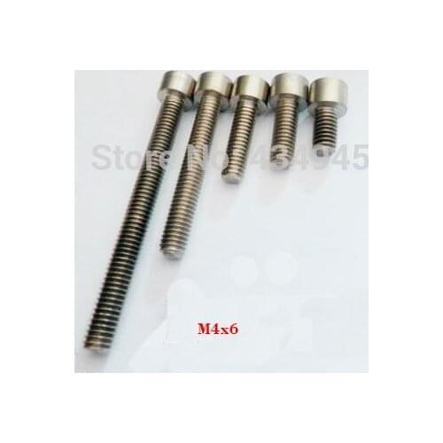30pcs M4x6 M4 Thread Diameter 6mm Length Hex socket head cap Ti screw Gr2 cup head Titanium bolts