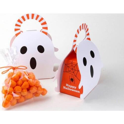 50pcs Halloween Decoration Gift Box Candy Ghost Sweet Boxes Container For Children Kids Halloween Packaging Supplies Sac Papier