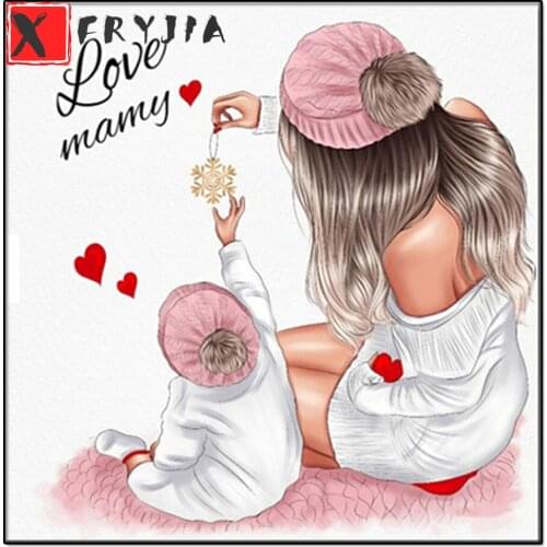 5D DIY Diamond Painting Love Mommy Heart Full Frill Embroidery Cross Stitch Mosaic Crafts Kits Home Decoration Christmas Gift