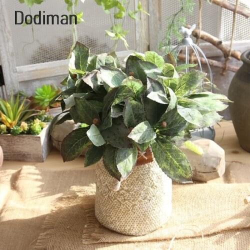 7 Forks 3 colour artificial leaf Green plant branches Flower arranging accessories folium eriobotryae leaves decoration for home