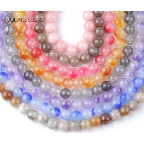 8mm Natural Stone Mix Colorful Jades Gray Quartz Flat Round Beads For Jewelry Making Spacer Loose Beads Diy Bracelets Strand 5"