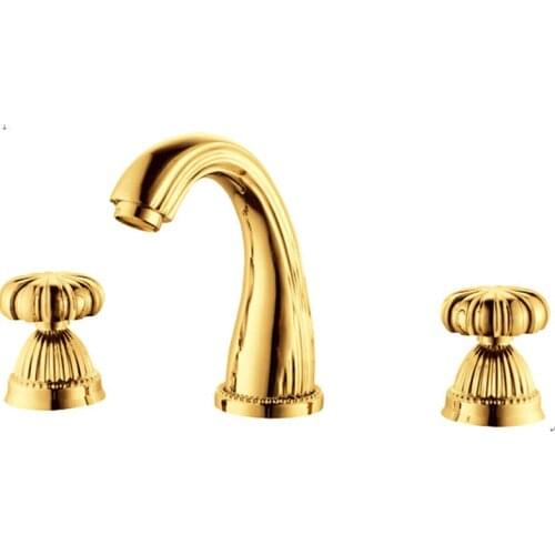 8" Widespread Lavatory Sink faucet mixer tap gold clour 3 Piece New