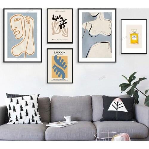 WTQ Canvas Painting Modern Abstract Yellow Perfume Boho Retro Poster Wall Decor Wall Art Picture Room Decor Home Decor