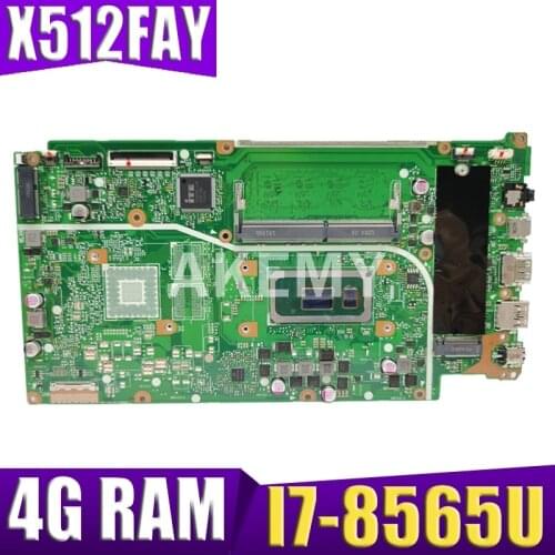 Akemy For ASUS VivoBook 15 X512FA-AP1203T X512F F512FA Laotop Mainboard X512FA Motherboard I7-8565U 4GB RAM Tested free shipping