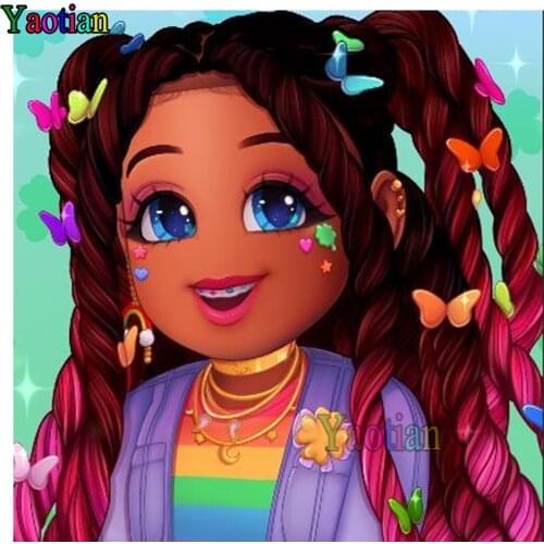 Full Sqaure/Round drill Cartoon african little girl diamond Painting 5D DIY diamond embroidery mosaic Home Decor Gift dropshipp