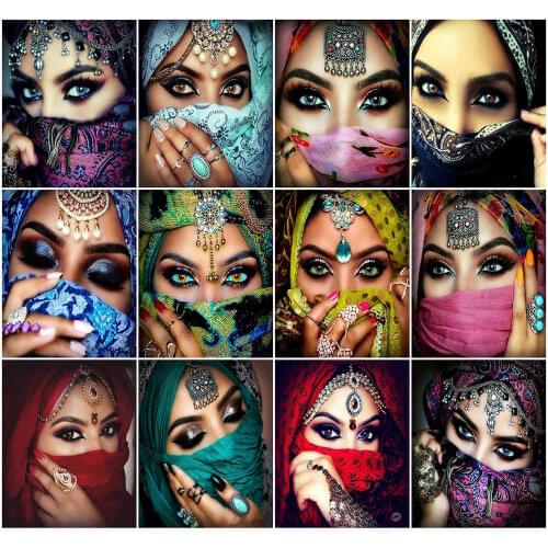 AZQSD DIY Adult Coloring By Numbers Indian Women Abstract Art Home Decoration 40x50cm Painting By Numbers Portrait Handmade Gift