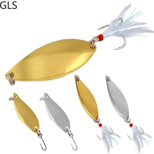 1Pcs 3/5/7.5/10/15/20G Metal Sequins Fishing Lure Sea Lake With Feathers Fake Bait Artificial Wobbler Hard Bait