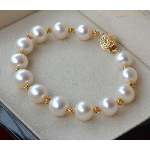 HUGE NATURAL 11-12MM ROUND SOUTH SEA GENUINE WHITE PEARL BRACELET GOLD Colour CLASP