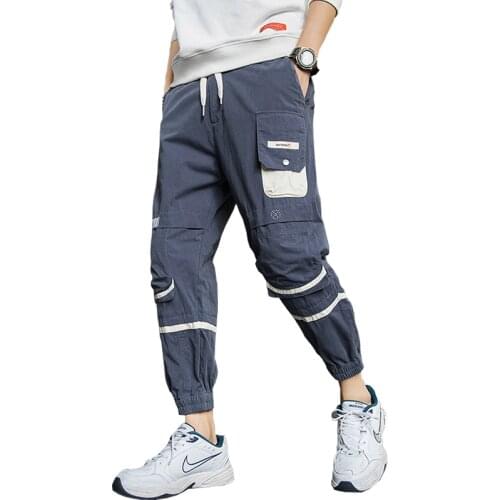 2020 Men Cargo Pants Streetwear Pocket Joggers Loose Hip Hop Elastic Waist Trousers NXP04