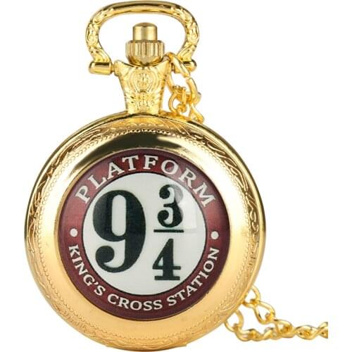 Classic Magic School Kings Cross Station Platform 9 3/4 Design Quartz Pocket Watches Retro Pendant Clock Gifts Men Women Kids