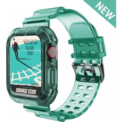 Case+Strap for apple watch band 6 se 5 4 3 iWatch 38mm 42mm Silicone Transparent Glitter bracelet for Apple watch band 44mm 40mm