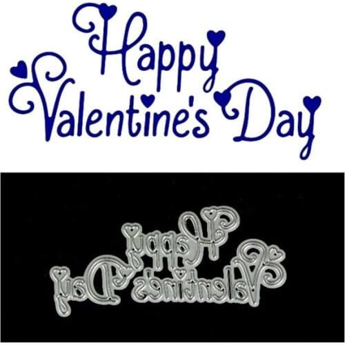 Happy Valentine Day Metal Cutting Dies Metal Decorative Scrapbooking Steel Craft Die Cut Create Stamps Embossing Card Stencil