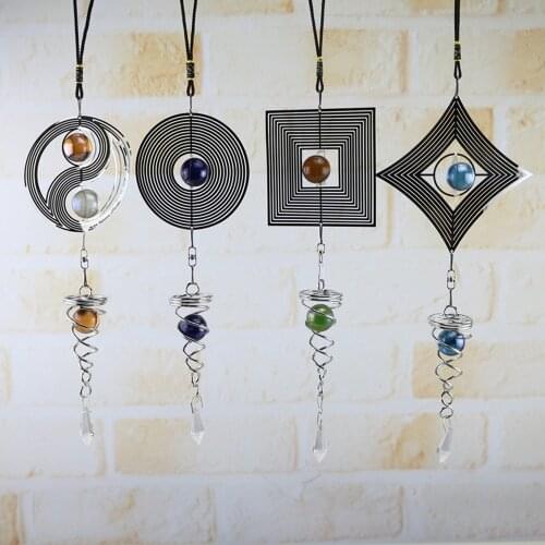 3D Metal Hanging Spinner Wind Chime With Spiral Tail Ball Center Windchime Church Yard Home Decor Wholesale