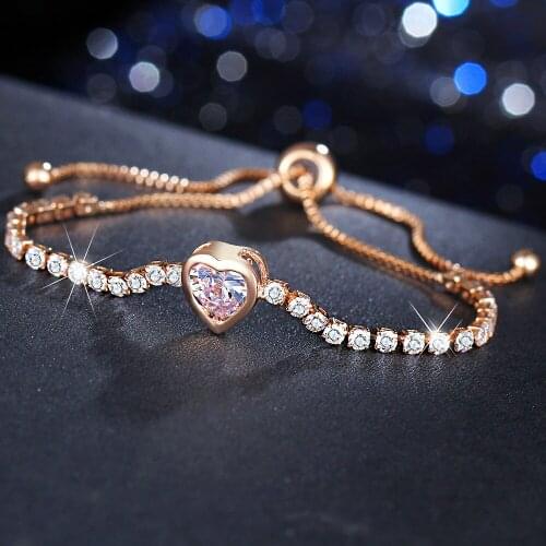 Cute Female Ladies Small Heart Bracelet Vintage Party Wedding Bracelets Fashion Rhinestone Adjustable Bracelet Wedding Je